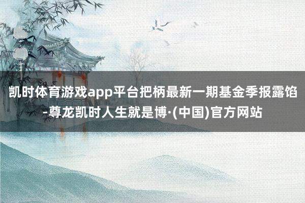凯时体育游戏app平台把柄最新一期基金季报露馅-尊龙凯时人生就是博·(中国)官方网站