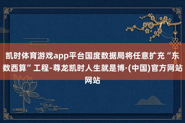 凯时体育游戏app平台国度数据局将任意扩充“东数西算”工程-尊龙凯时人生就是博·(中国)官方网站