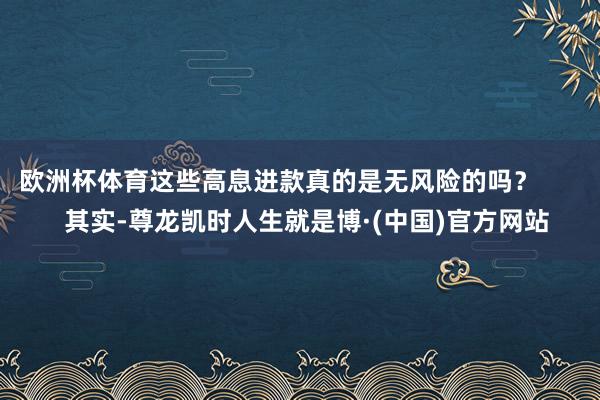欧洲杯体育这些高息进款真的是无风险的吗？        其实-尊龙凯时人生就是博·(中国)官方网站