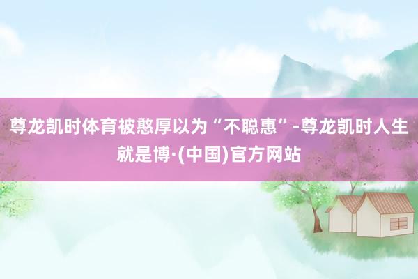 尊龙凯时体育被憨厚以为“不聪惠”-尊龙凯时人生就是博·(中国)官方网站