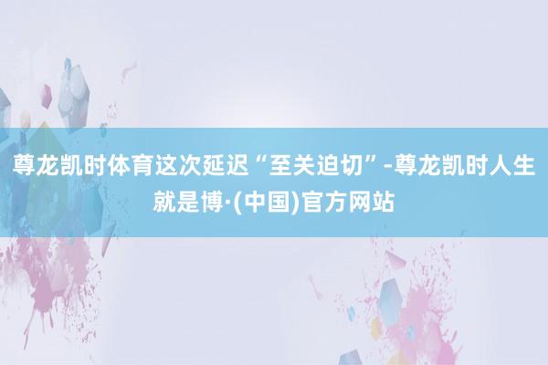 尊龙凯时体育这次延迟“至关迫切”-尊龙凯时人生就是博·(中国)官方网站